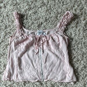 Princess Polly Pink Sleeveless Camisole with Ruched Tie Front and V-Neck